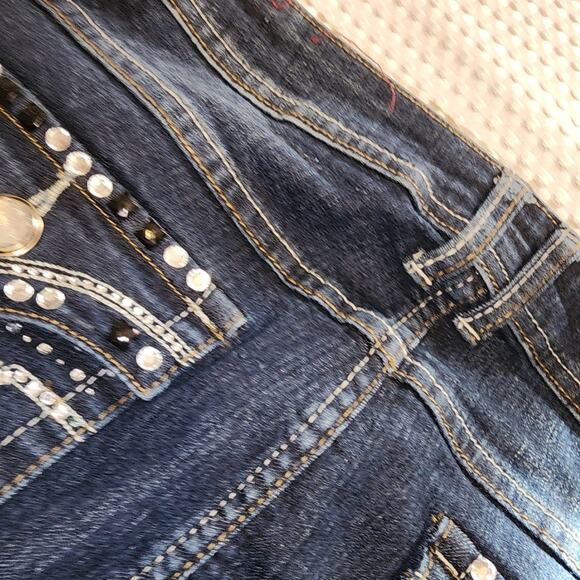 ONE 5 ONE EUC WOMEN'S SIZE 16 ORNATE DENIM BLUE JEANS - Picture 11 of 12